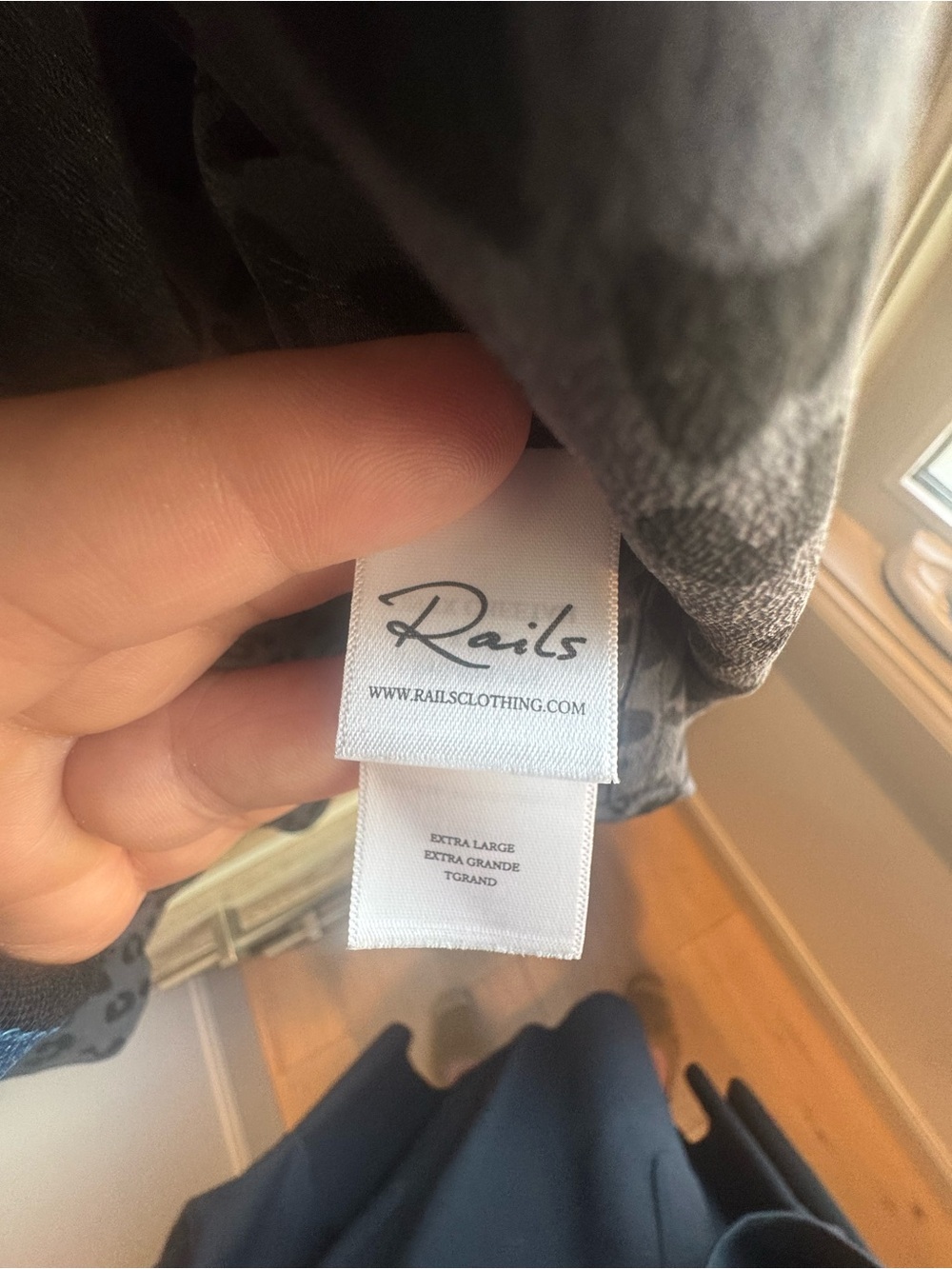 Rails Black and Gray Leopard Print Silk Button-Up - Picture 5 of 8